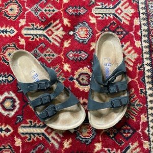 Birkenstock Florida  Black Strappy Sandal Cork Sandals 37/6
